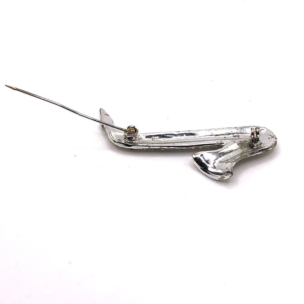 Vintage Silver Tone Rhinestone Saxophone Brooch Pin – Sparkle with Sax Appeal! - Picture 7 of 10